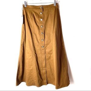 Uniqlo Camel Tan Button Front Midi Skirt Size 4